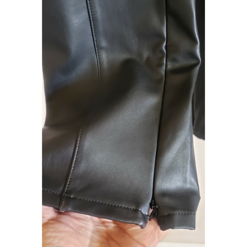 Anthropologie PILCRO Pants 26P Glasgow Black Vegan Leather Zippered Skinny Hem - Picture 12 of 15